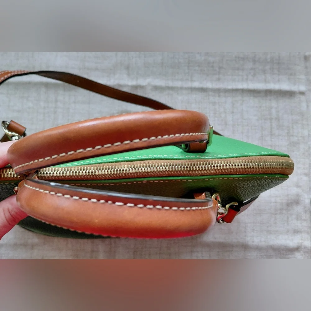 Dooney & Bourke Green and Brown Satchel - Picture 5 of 11